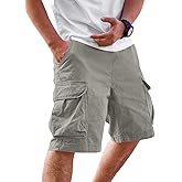 Runcati Mens Cargo Shorts Chino Cotton Drawstring Casual Shorts Summer Twill Outdoor Short Pants