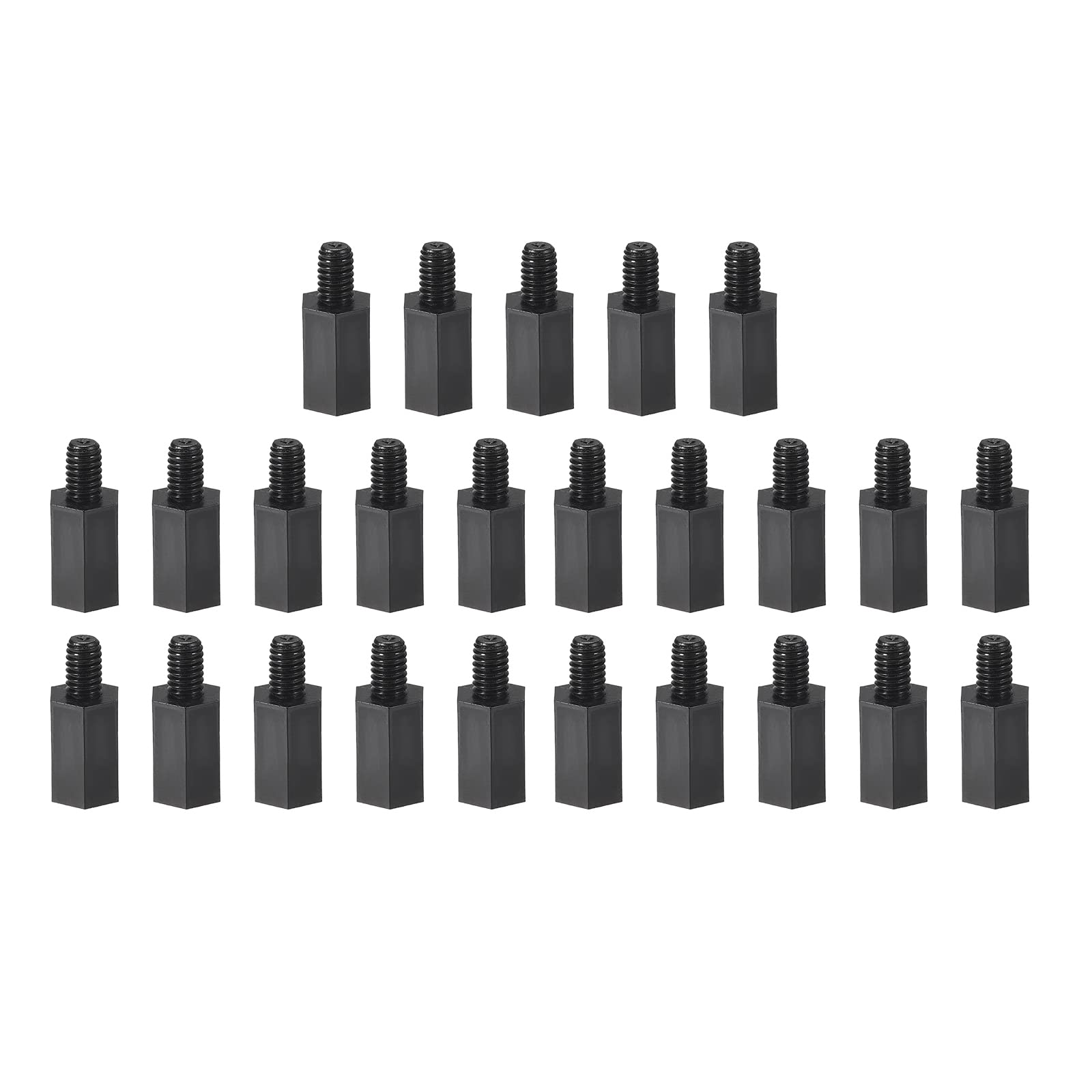 YOKIVE 25 Pcs M4 Standoff Screws, Nylon Hex PCB Standoffs with High Insulation Effect, Keep Height Consistent, Great for Motherboard (Black, 10mm+6mm)