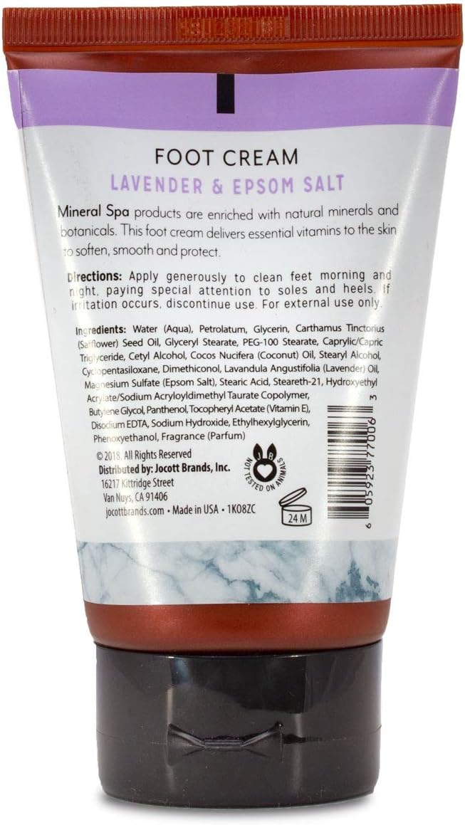 Mineral Spa Lavender & Epsom Salt Foot Cream, 4 Ounce: Health & Personal Care