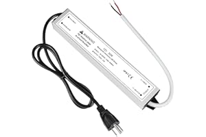 LightingWill LED Driver 30 Watts Waterproof IP67 Power Supply Transformer, 90-265V AC to 12V DC Low Voltage Output, Adapter with 3-Prong Plug 3.3 Feet Cable for Outdoor Use, Computer Project