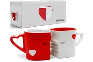 MIAMIO - Coffee Mugs/Kissing Mugs Set Bridal Pair Gift (Red)
