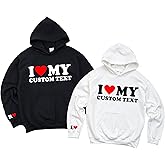 Matching Couple Hoodies with Custom Initial I Heart My Girlfriend Hoodie with Name on Sleeve I Love Hoodie I Heart My Boyfriend Hoody My GF BF Hoodies for Couples