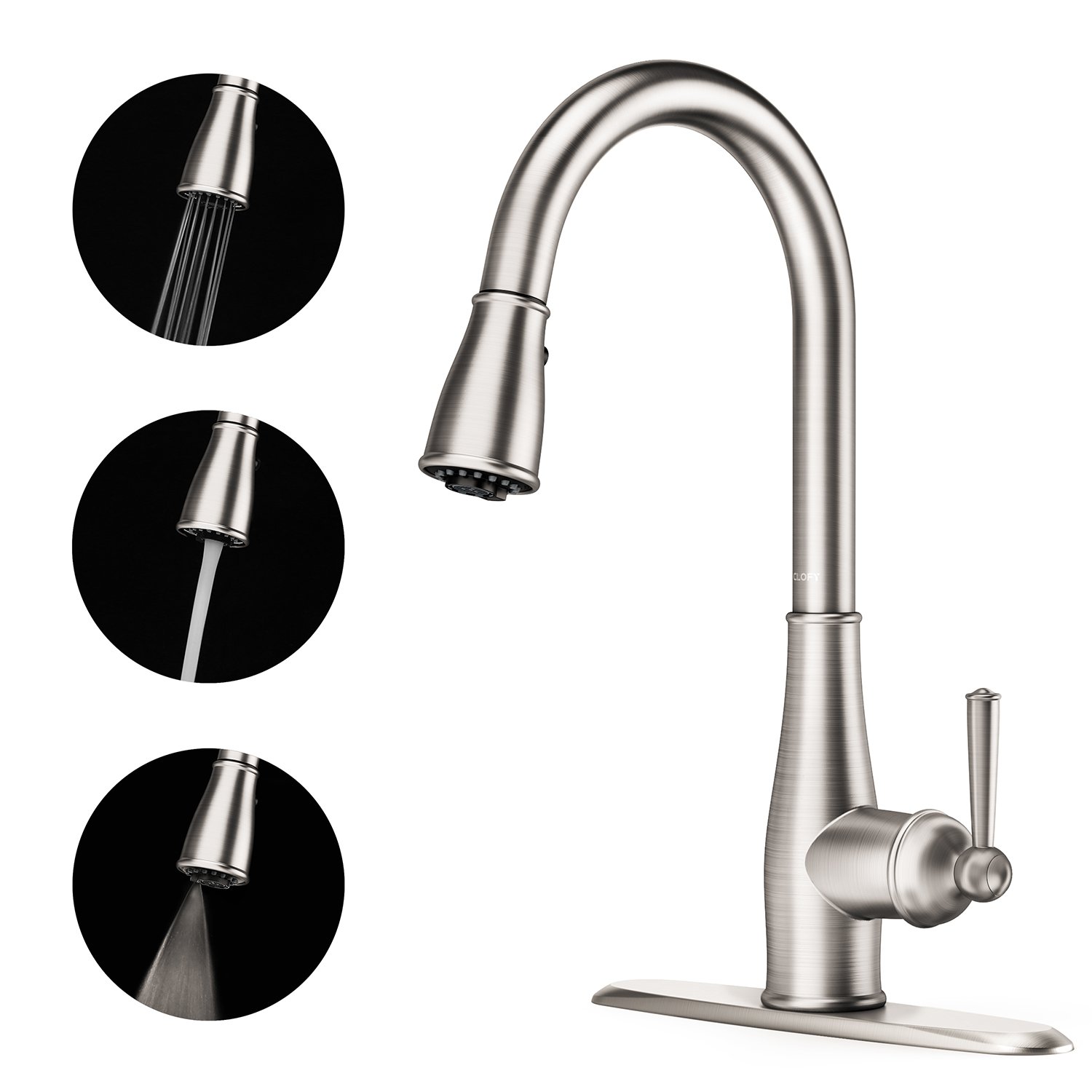 Best Single Handle High Arc Brushed Nickel Pull Out Kitchen Faucet