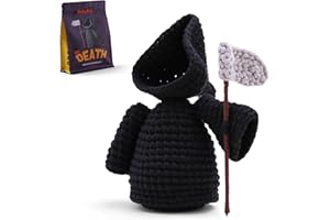 Sekafris Crochet Kit for Beginners - Beginner Crochet Kit for Adults with Step-by-Step Video Tutorials- Amigurumi Crochet Kit Grim Reaper