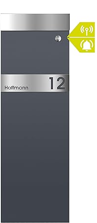 frabox Standbriefkasten Namur Edition Anthrazitgrau/Edelstahl mit Funkklingel
