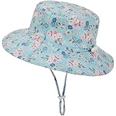 Baby Sun Hat Adjustable - Toddler Kids Beach Pool Bucket UPF 50+ Wide Brim Chin Strap Summer Play Hat