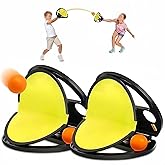 BIFENGSHUNCAI Toss and Catch Ball Game for Kids & Adults, 2Pcs Velcro Throw Catch Ball Set to Improve Hand Eye Coordination Ability, Portable Racket Pocket with Launcher, Ideal Outdoor Game Choice