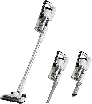 Amazon Basics Akku-Staubsauger, 2-in-1-Gerät, mit DC-Motor, 150 W, 0,7 l, Weiß/Schwarz