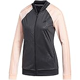 adidas Women’s Embossed Print Track Jackets Full-Zip Climalite Jacket (X-Large, Carbon/Cleora)