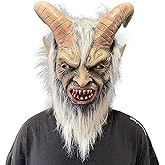 Krampus Mask Scary Halloween Mask Horror Devil Latex Mask Halloween Cosplay Party Costume Props, One Size
