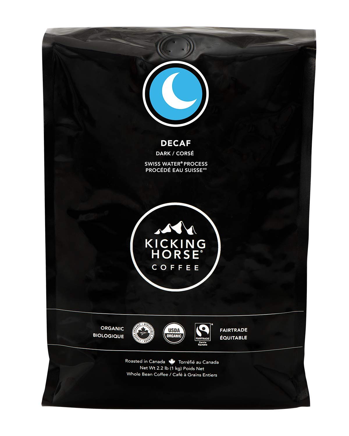 Kicking Horse Coffee, Decaf, Swiss Water Process, Dark Roast, Whole Bean, 2.2 lb - Certified Organic, Fairtrade, Kosher Coffee