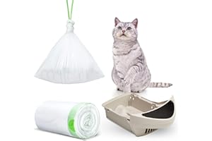 KROPBOM 45 Count Waste Drawer Liners Bags Compatible with Litter Box Robot 4 and 3, Thick Self-cleaning Cat Litter Box Liners refill with Drawstring Heavy Duty 10-12 Gallons of Capacity