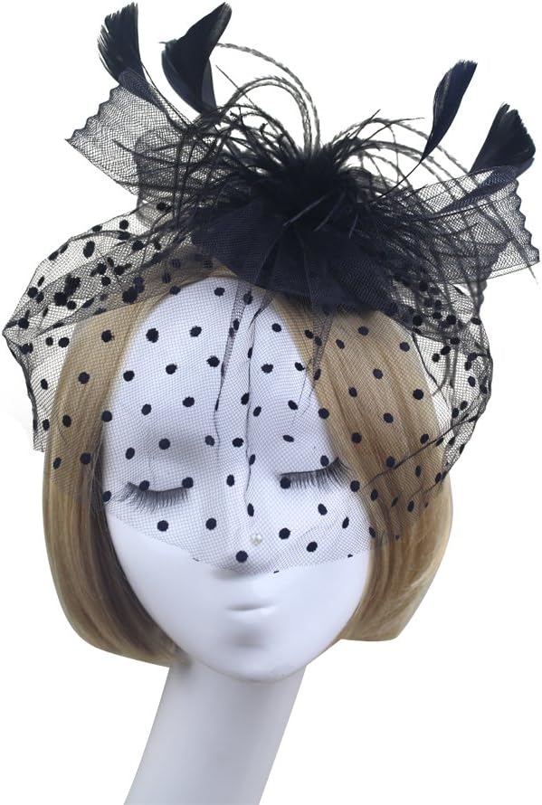 Zking Feather Fabric Flower Mesh Sinamay Fascinator millinery Hat