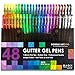 Gel Pens Glitter - 48 Coloring Gel Pen Set - Unique Colors - Professional Gel Pens for Adult Coloring Books by Doodle Art Pro