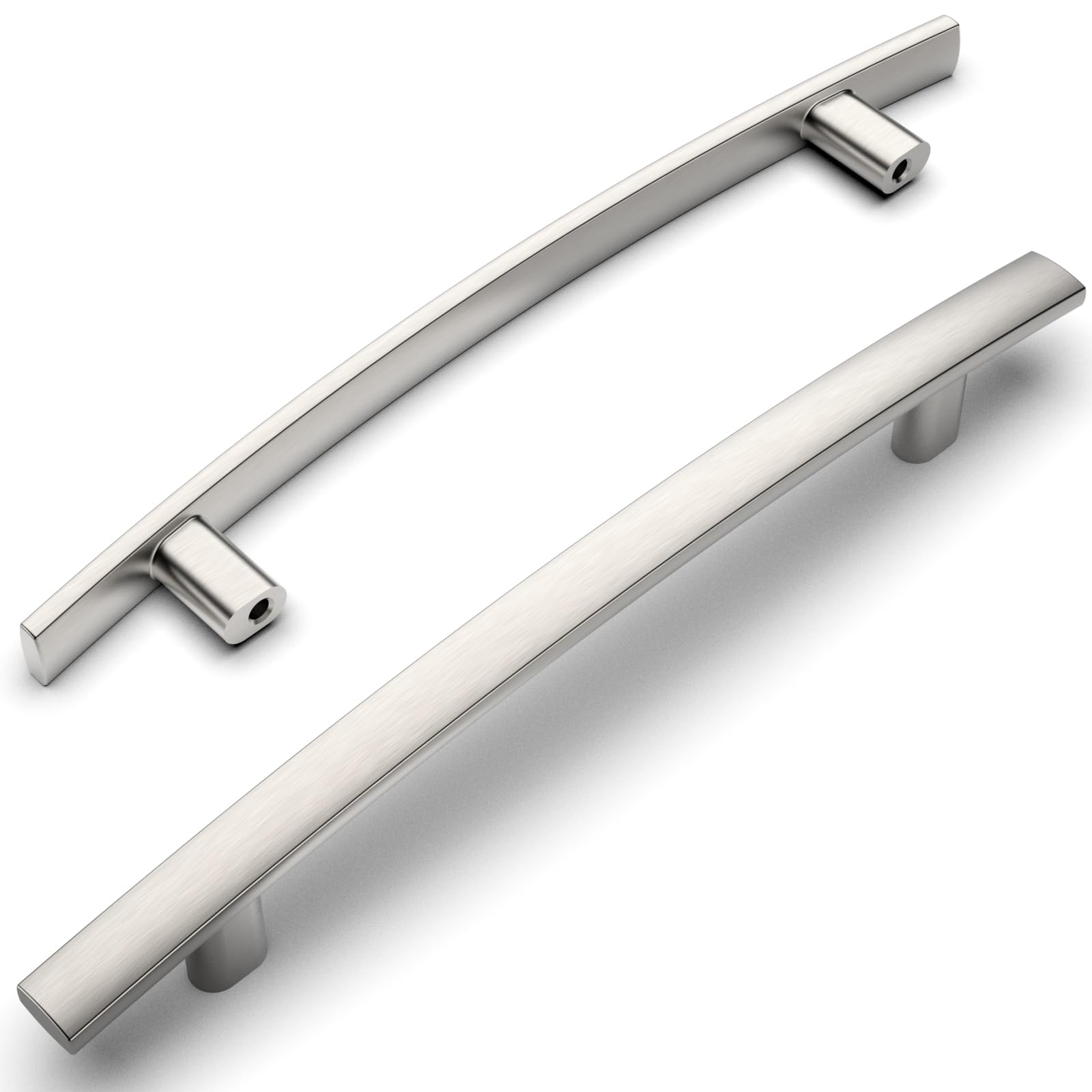 Photo 1 of Amerdeco 10 Pack Brushed Satin Nickel 5 Inch(128mm) Hole Centers Kitchen Cabinet Pulls Hardware Kitchen Handles for Cabinets Cupboard Handles Drawer Pulls ZH0003…