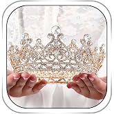 Foyte Baroque Queen Crown Gold Bride Rhinestone Wedding Crown Tiaras Crystal Hair Accessories for Women