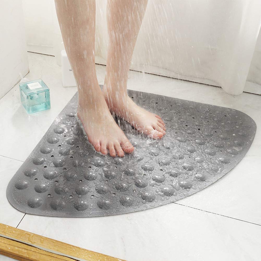 Photo 1 of Eanpet Bath Mat Non-Slip Tub Shower Mats Bathtub Mat for Adult Kids, Machine Washable (Triangle, 28 x 28 Inch, Grey)