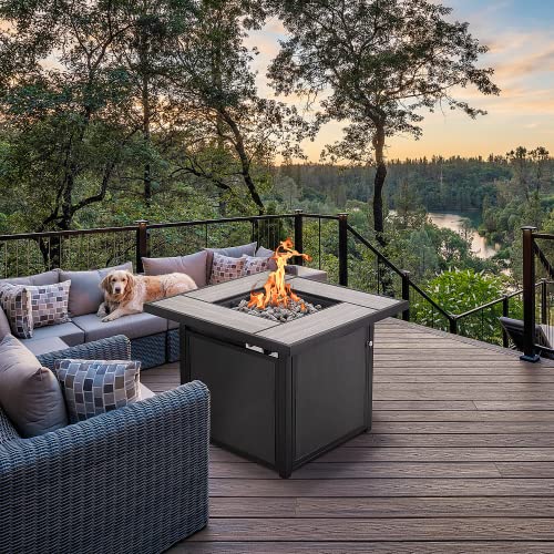 BALI OUTDOORS 28\" Square Propane Fire Pit Table – 50,000 BTU, Smokeless & Convertible