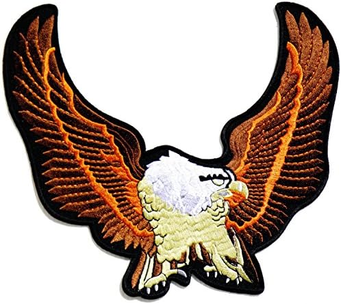 9.5" Large Eagle Hawk American Bald Bird Wild Animanl Biker Rider Jacket T shirt Patch Sew Iron on Embroidered Applique Badge Custom