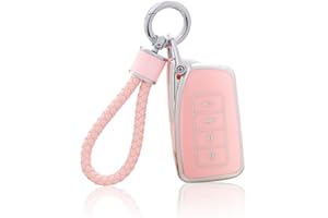 YO&YOYE for Lexus Key Fob Cover with Keychain, Pink Soft TPU Key Case Protection Shell Fit for Lexus RX ES GS LS NX RS GX LX RC LC Smart Key