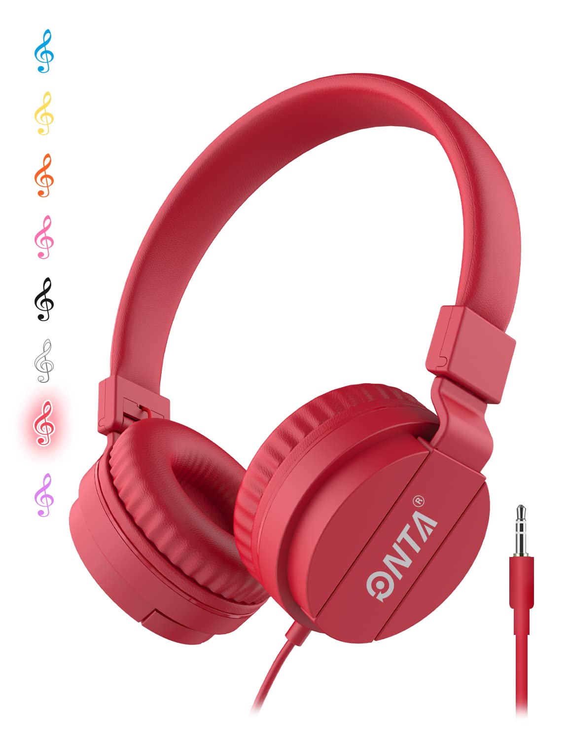 ONTA Foldable Headphone,On-Ear Audio Adjustable Lightweight Headphone for Cellphones Smartphones Iphone Laptop Computer Mp3/4 Earphones (red)