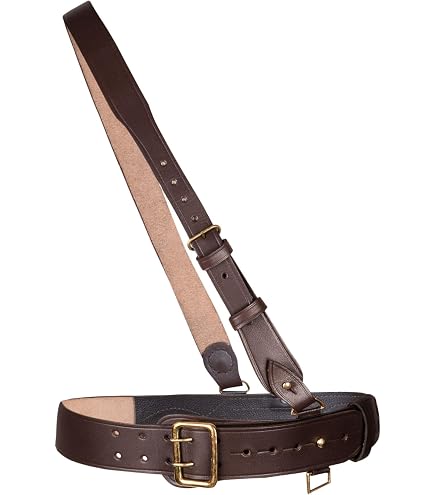 Sam Browne Belt with Shoulder Strap Brown Leather WW1 42