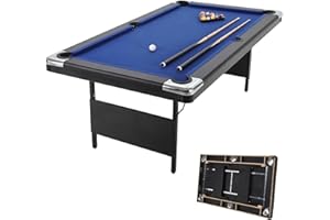 Garvee 6 FT Pool Table for Home, Compact Billiard Table Set with Cues, Balls, Triangle, Brush and Chalk, Folding Pool Tables 