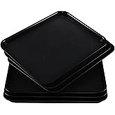 Taysisiter Plastic Fast Food Serving Tray, Black Rectangular Tays, 6 Packs