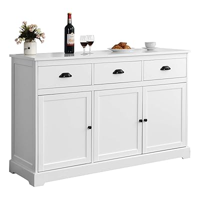 Giantex White Sideboard Buffet Storage Cabinet with Adjustable Shelves