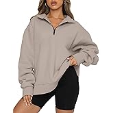 Trendy Queen Women's Oversized Half Zip Fleece Sweatshirts-Cozy Pullover, Drop Shoulder for Fall Winter