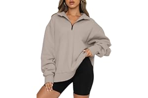 Trendy Queen Women's Oversized Half Zip Fleece Sweatshirts-Cozy Pullover with Pockets, Drop Shoulder for Fall Winter