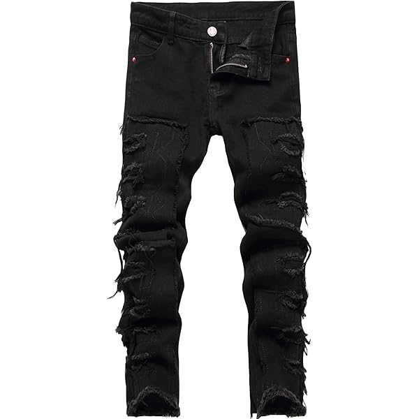 Amazon.com: Kihatwin Boy's Skinny Ripped Destroyed Distressed