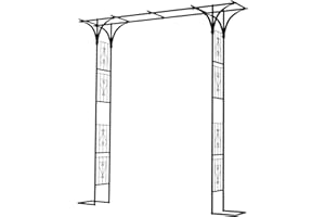 OUSHENG 7FT Garden Arch Arbor with Ground Stakes, Steel Frame Stand Trellis for Climbing Plants, Outdoor Archway Gate for Wedding Ceremony Decoration Party Vines Lawn Courtyard Patio Backyard