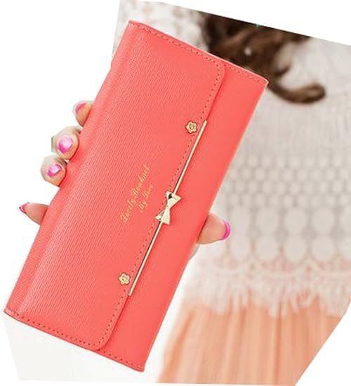 Amazon レディース 三つ折り 長財布 ブランド Wallet 黒 紫 青 チェリーピンク 財布