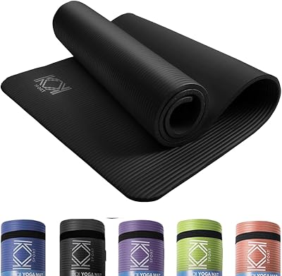 KK Yoga Mat 15mm Thick NBR Non-Slip with Carry Strap Black Blue Purple