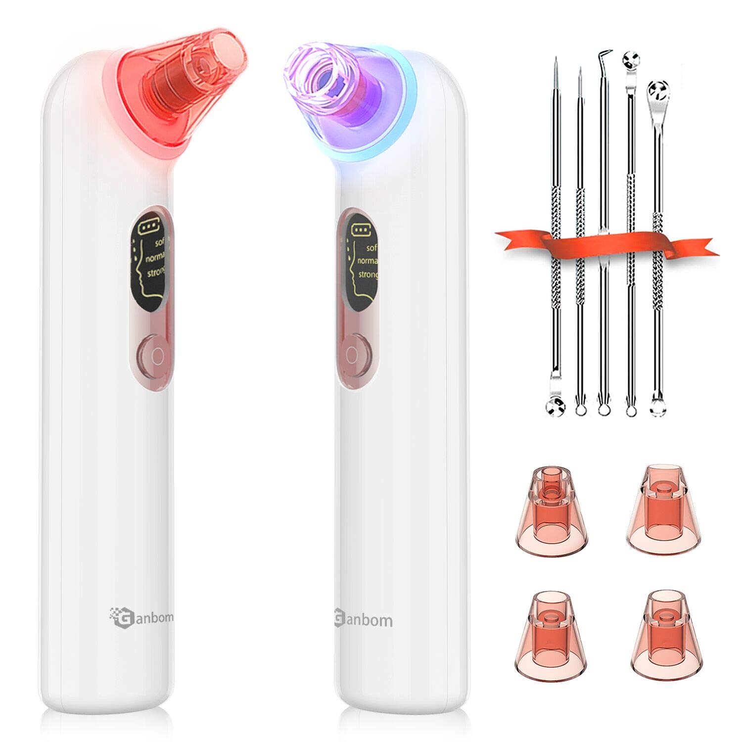 Pore Vacuum Blackhead Remover,Ganbom Facial Pore Cleanser Vacuum Electric Acne Comedone Extractor Kit with 3 Adjustable Suction Force for All Skins