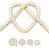 Cotton Rope, Black Cotton Cord, 3 Strand Twisted Macrame Cord (Beige, 6mm x 16 Feet)