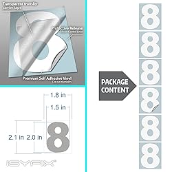 iSYFIX White Vinyl Number 8 (Eight) Stickers - 6