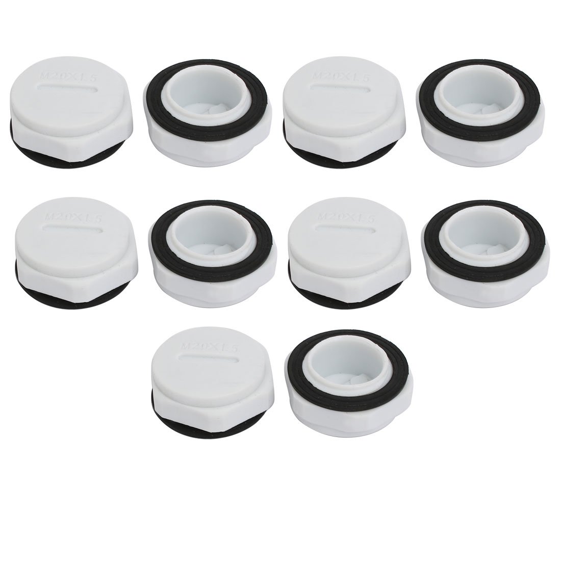 Sourcingmap M20 Nylon Male Threaded Cable Gland Screw End Cap Cover Gray 10pcs