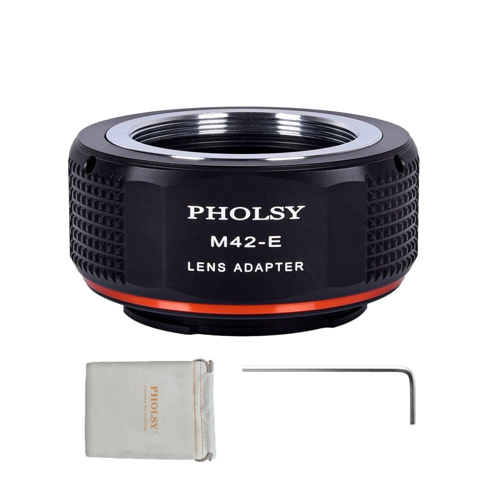PHOLSY Lens Mount Adapter Manual Focus: Compatible with M42 Lens to Sony E (NEX) Camera Body