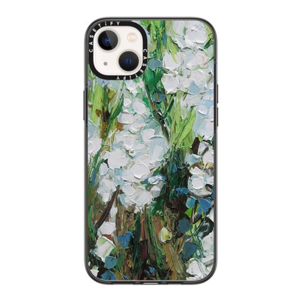 CASETiFY Compact iPhone 14 Plus Case [2X Military Grade Drop Tested / 4ft Drop Protection] - Wild Squill Flowers - Clear Black — image 1