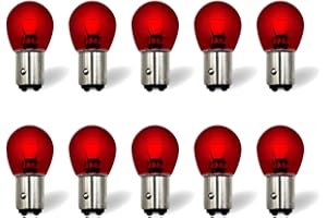 Rafeal Auto 1157 Red Light Bulbs 10 Pack,S25 2057 2357 7528 BAY15D,Miniature Bulb Taillight Turn Signal Light,Marker Tail Running Parking Backup Lights