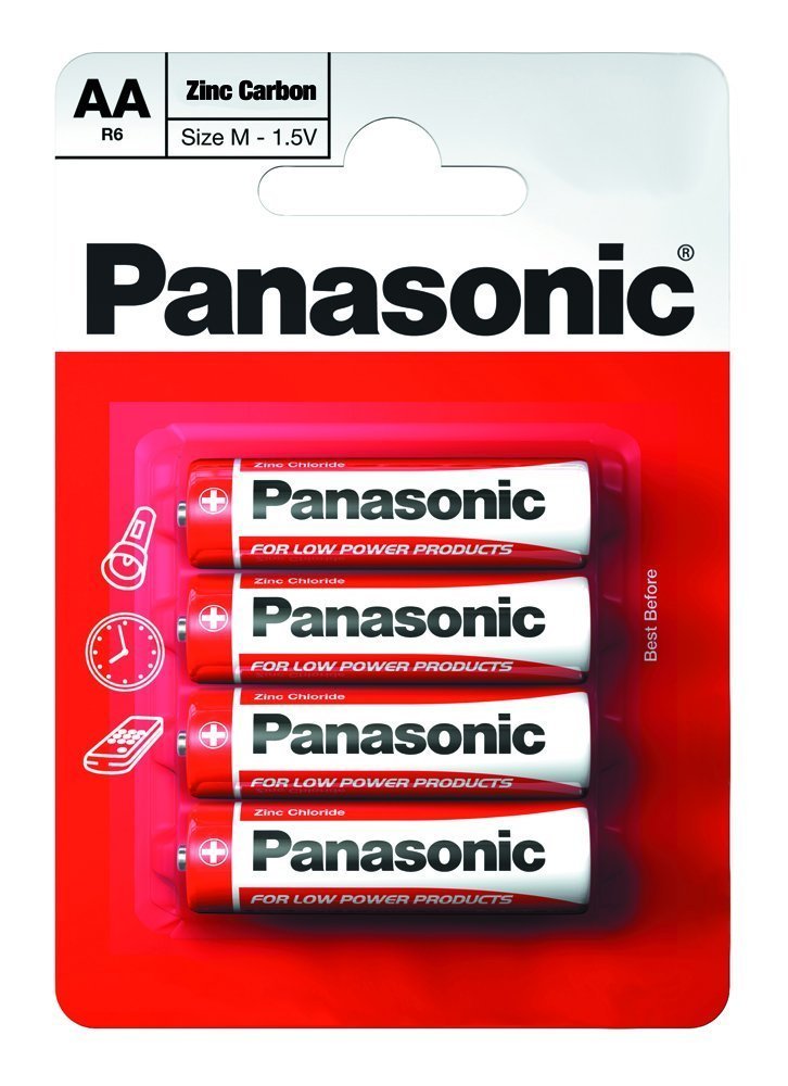 Panasonic AA Zinc Carbon Single Use Batteries 4 pack (Package may vary)