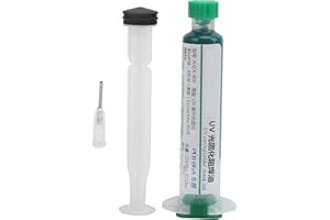 Solder Mask Ink, UV Light Curing Solder Mask Ink BGA PCB Solder Resist Ink Green, with 10 ml Pneumatic Dispenser, No Clean Fl