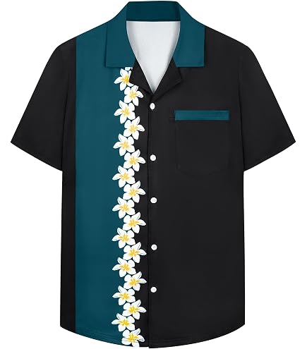 Maximos Men's Retro Charlie Sheen Two Tone Guayabera Bowling Casual Dress Shirt Royal Blue/White : Clothing, Shoes & Jewelry