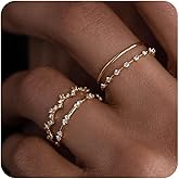 WFYOU Gold Rings for Women that Don't Tarnish Cubic Zirconia Ring Stackable Rings for Women Dainty 14K Gold Plated Rings Set Wedding Bands for Women Gold Jewelry Ring Size 6 7 8 9 10