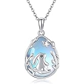 AXOMY Bunny Necklace 925 Sterling Silver Rabbit Necklace Moonstone Bunny Pendant Easter Jewelry Gifts for Women
