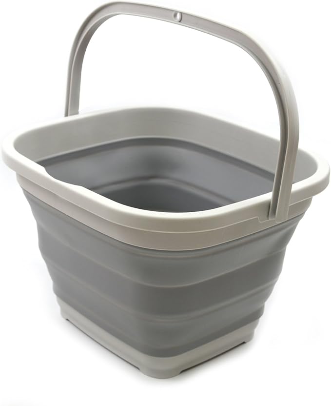 SAMMART 10L (2.6 gallon) Collapsible Rectangular Handy Basket/Bucket (1, Grey)