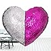 Tomus-UNI Mermaid Sequin Pillow with Insert, 13''×15'' Heart Magic Reversible Sequins Cushion for Home Décor(Rose/Silver)