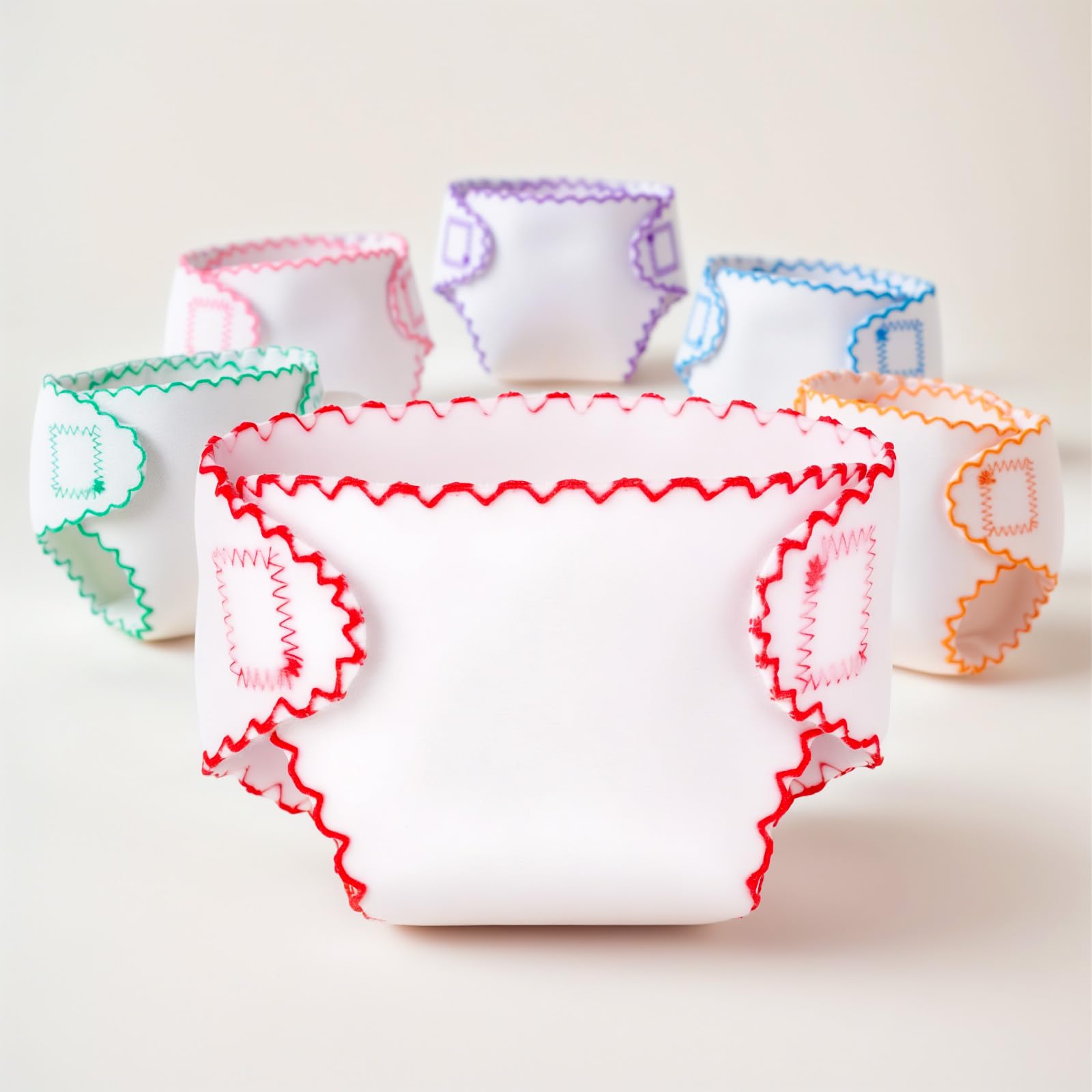 BABESIDE 6 Pcs Baby Doll Diapers for 12-15 Inch Dolls, Reusable & Washable Doll Underwear Fits Baby Dolls, Pretend Play Accessories for Girls